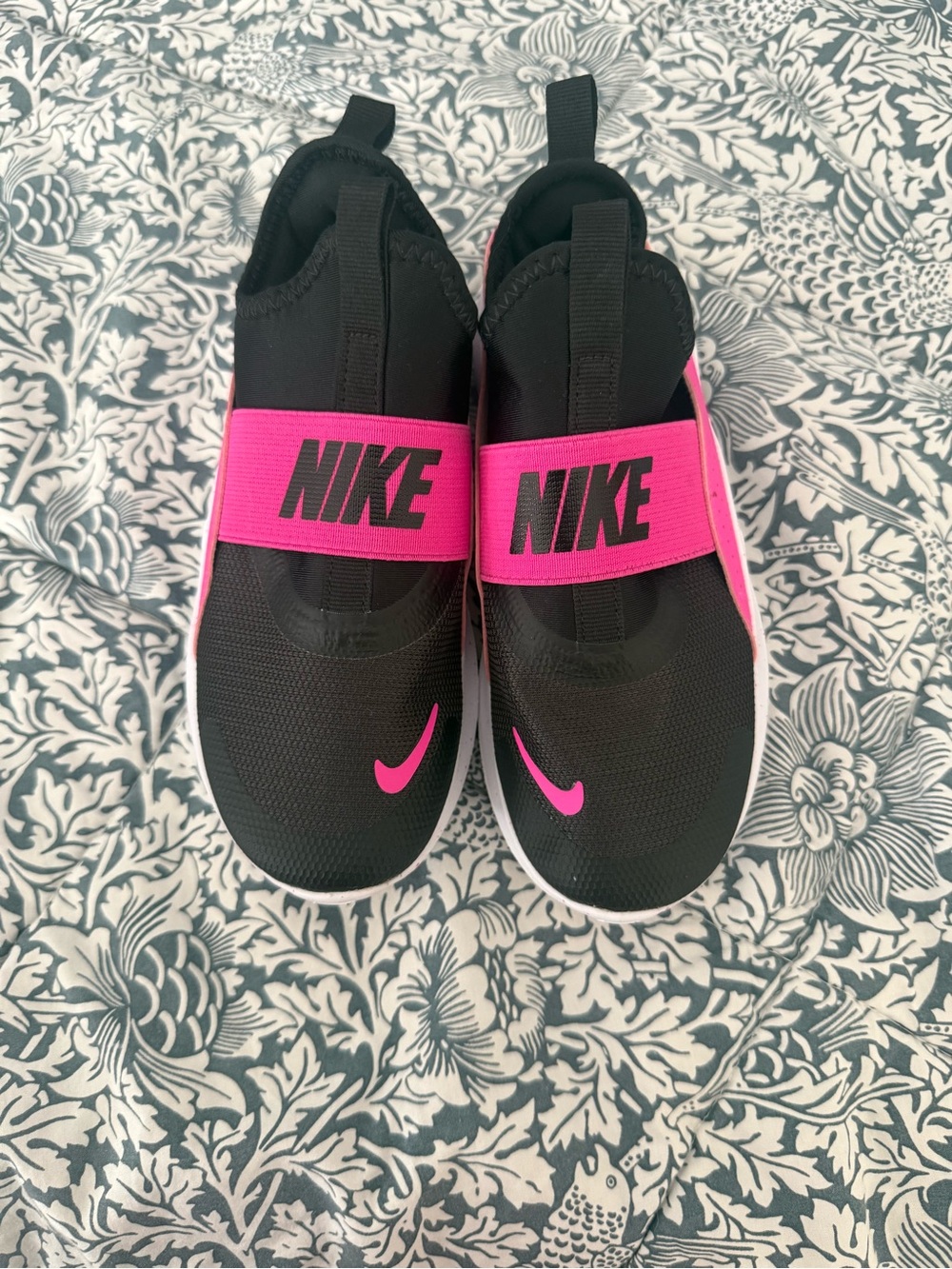 Nike Black Slip-On Sneakers with Hot Pink Accents